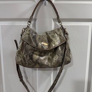 Kate Spade Metallic Two Tone Python Embossed Leather Top Handle Bag